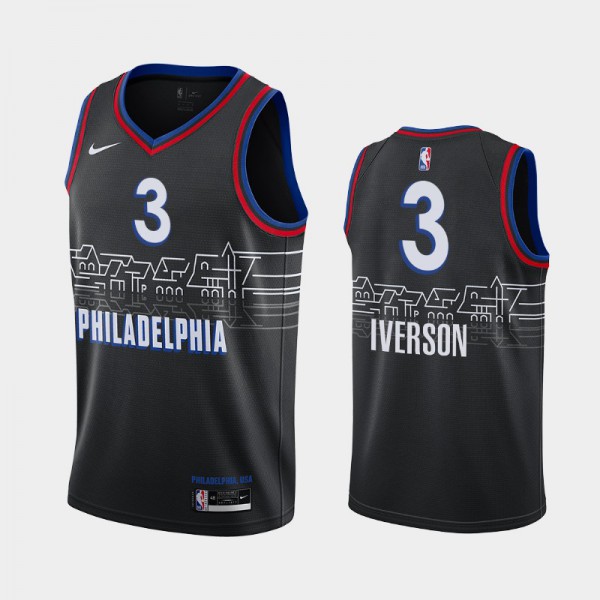 Allen Iverson Philadelphia 76ers #3 Men's City 2020-21 Jersey - Black