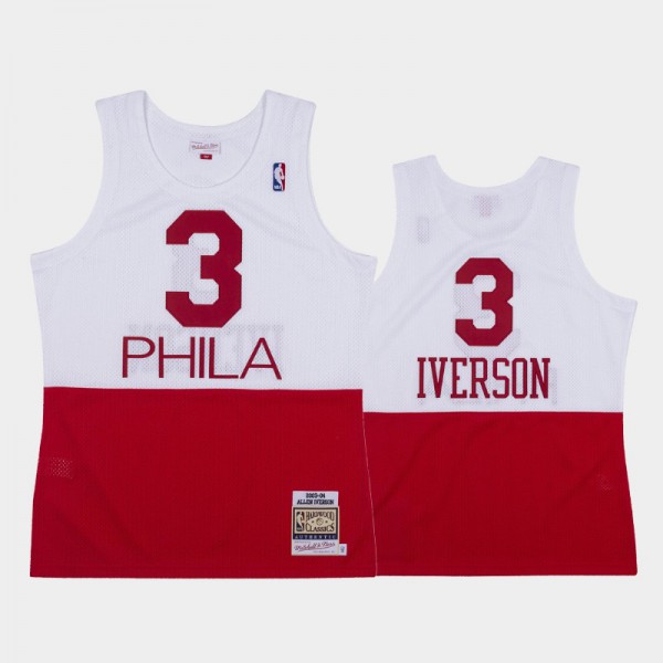Allen Iverson Philadelphia 76ers #3 Men's Hardwood Classics 2003-04 Authentic Jersey - White Red